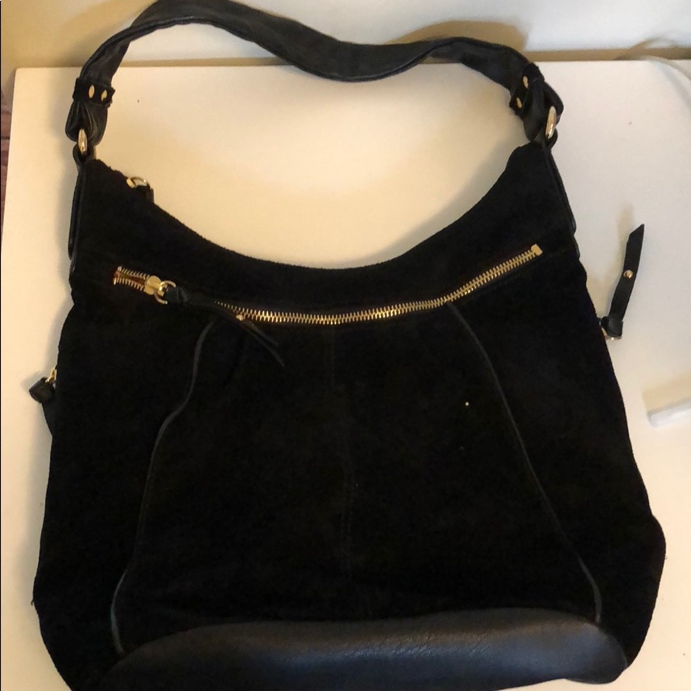 Tignanello Black Suede Shoulder Bag